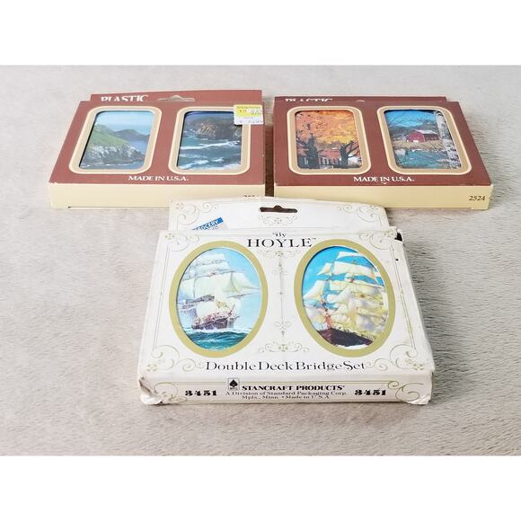 Playing Cards by Hoyle Plastic Coated New Sealed Deck x6 Ship Sailing USA Vtg - Picture 5 of 12